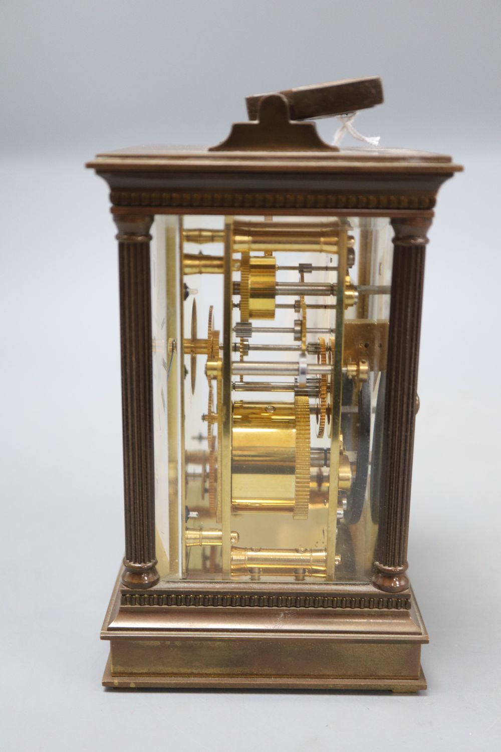 A Matthew Norman brass cased carriage clock, no.1755, overall height 16.5cm (handle down)